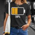 バッテリーハーフ残量50 バッテリーデッドtシャツ バッテリー残量が少ない Tシャツ 彼女への贈り物