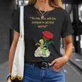 バラの言葉が入った星の王子様 Tシャツ 彼女への贈り物