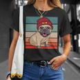 パグ ビーニー 赤骨かわいい遊び心のある幸せなスタイリッシュな動物ペット 長袖tシャツ Tシャツ 彼女への贈り物