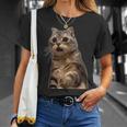 ビックリ猫 驚く猫 猫ミーム びっくり おどろく かわいい 面白い 人気 猫 イラスト Tシャツ 彼女への贈り物