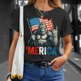 ビッグフット メリカ ロック アメリカ国旗 愛国的 7月4日 Tシャツ 彼女への贈り物