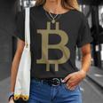 ビットコインシンボル ポケットデザイン ミニマリスト Tシャツ 彼女への贈り物