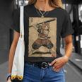 ビンテージアニメ 日本美術 野球選手の侍猫 長袖tシャツ Tシャツ 彼女への贈り物