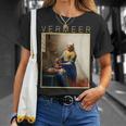 フェルメール 面白いtシャツ アート 牛乳を注ぐ女 絵画 メンズ レディース 面白い 服 美術 油彩画 Tシャツ 彼女への贈り物