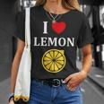 フルーツ レモン 面白いユーモア かわいい シンプル 小さなレモン I Love Lemon Tシャツ 彼女への贈り物