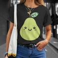 フルーツ 梨 小さなミニマリストのシンプルな梨 Tシャツ 彼女への贈り物