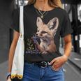 ブルーベリー フェネック キツネ ブルーベリー アニマルアート 野生動物 自然 Tシャツ 彼女への贈り物