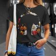 ヘッドフォンのシルエット 花柄 ボタニカル・フラワー Tシャツ 彼女への贈り物