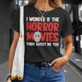 ホラー映画「I Wonder If Horror Movies Think About Me Too 」ホラームービー Tシャツ 彼女への贈り物