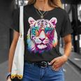 ホワイトタイガー サングラス カラフル アート 動物 虎 Tシャツ 彼女への贈り物