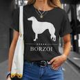 ボルゾイ犬の白いシルエット Tシャツ 彼女への贈り物