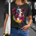 ボーダーコリー ポップアート レインボーカラー カラフル ボーダーコリー Tシャツ 彼女への贈り物