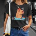 ポケットカピバラ 温泉に浸ける カピバラ Tシャツ 彼女への贈り物