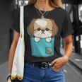 ポケット犬好きにはたまらないシーズー犬 Tシャツ 彼女への贈り物