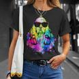 ポップアート アメリカンコッカー スパニエル 犬のポートレート ヘッドフォン付き Tシャツ 彼女への贈り物