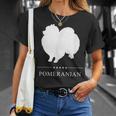 ポメラニアン 犬 ホワイト シルエット Tシャツ 彼女への贈り物