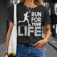 マラソンランナー Run For Your Life ランニング Tシャツ 彼女への贈り物