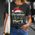 メリークリスマスライト 赤いサンタ帽子 クリスマス ファミリー 男性 女性 Tシャツ 彼女への贈り物
