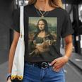 モナリザとオレンジ猫 面白いアートペインティング Tシャツ 彼女への贈り物