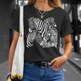 モノクロゼブラ柄アフリカサファリ動物野生生物 Tシャツ 彼女への贈り物