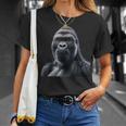 リアルなゴリラアートtシャツ、野生動物の霊長類の肖像画。 Tシャツ 彼女への贈り物