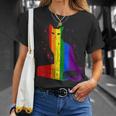 レインボー猫と本と星 Lgbt プライド Tシャツ 彼女への贈り物