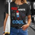 レッド ホワイト クールなアメリカ国旗 アイスキャンディー 面白い 7月4日 Tシャツ 彼女への贈り物