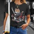 レトロな日本の侍猫グラフィック 猫愛好家 Tシャツ 彼女への贈り物