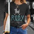 ロディ Rody（Rody Of ThetreetSkateboard_Green バックプリント Tシャツ 彼女への贈り物