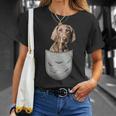 ワイマラナーラナー胸ポケット犬の飼い主 Tシャツ 彼女への贈り物