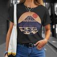 ヴィンテージ 和 富士山 山の上の日本の舞う太陽 Tシャツ 彼女への贈り物