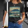 ヴィンテージ 日本の富士山 山に昇る太陽 Tシャツ 彼女への贈り物