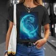 三日月のドラゴン ブルーギャラクシー天文学 アート Tシャツ 彼女への贈り物
