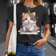 原宿竹下通りの可愛い子猫 アニメ好き オタクを癒すタピオカ茶 Tシャツ 彼女への贈り物