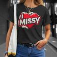 名前入り Missy I Love Missy Tシャツ 彼女への贈り物
