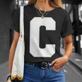 大文字 C アルファベット モノグラム イニシャル Tシャツ 彼女への贈り物