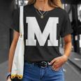大文字 M アルファベットモノグラム イニシャル Tシャツ 彼女への贈り物