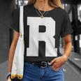 大文字 R アルファベット モノグラム イニシャル Tシャツ 彼女への贈り物