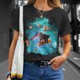 宇宙 レーザー目 猫 ピザに乗る猫 ギャラクシーキャット Tシャツ 彼女への贈り物