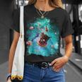 宇宙猫 ドーナツに乗るドーナツ 銀河猫 Tシャツ 彼女への贈り物