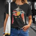 宇宙船 宇宙人 猫 Ufo 黒猫 面白い Tシャツ 彼女への贈り物