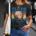 惑星冥王星を忘れてはいけないオタク天文学楽しい宇宙レトロ Tシャツ 彼女への贈り物