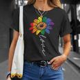 愛のヒマワリ 花柄 Lgbtq レインボーフラッグ ゲイプライド アライ Tシャツ 彼女への贈り物