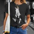 愛らしい白い馬のポケット Tシャツ 彼女への贈り物