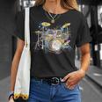 抽象アート ドラム ミュージシャン 音楽バンド 王座 ヌース Tシャツ 彼女への贈り物