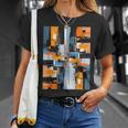 抽象幾何アート オレンジ青 モダン Abstract Geometric Composition Tシャツ 彼女への贈り物