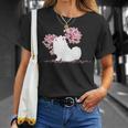 日本のかわいいさくら 桜 ジャパニーズスピッツ犬 Tシャツ 彼女への贈り物