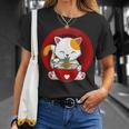 日本のカワイイ アニメ 猫 麺丼 猫 ラーメンを食べる Tシャツ 彼女への贈り物