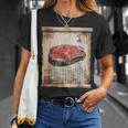 日本の伝統食品 肉 パピルス スクロールアート 和牛 Tシャツ 彼女への贈り物