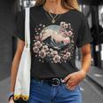 日本の桜 ピンク 桜 富士山 自然 アート Tシャツ 彼女への贈り物